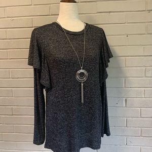 NWOT Charcoal Blouse with Flair